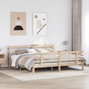 vidaXL Estrutura de cama com cabeceira 180x200 cm pinho maciço