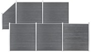 vidaXL Painel vedação WPC 5 quadrados + 1 inclinado 965x186cm cinzento
