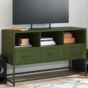 vidaXL Móvel de TV 100,5x39x60,5 aço verde azeitona