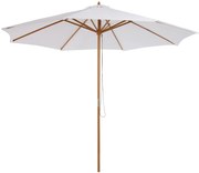 Outsunny Guarda sol Parasol Branco Creme Terraço De Madeira Praia Jardim Piscina Camping Φ300x250 cm | Aosom Portugal