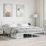 vidaXL Estrutura de cama com cabeceira 180x200 cm metal branco