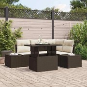 vidaXL Sofá de Jardim 5 Peças com Almofadas em Rattan Marrom
