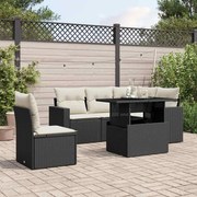 vidaXL 6 pcs conjunto sofás de jardim c/ almofadões vime PE preto