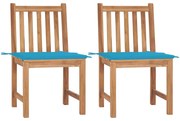 vidaXL Cadeiras de jardim c/ almofadões 2 pcs teca maciça