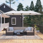 Guarda-sol duplo 460 x 270 cm (C x L) com manivela UPF 50+bege