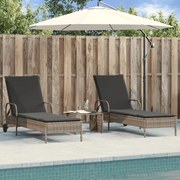 vidaXL Espreguiçadeiras com almofadões 2 pcs vime PE cinzento