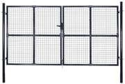 vidaXL Portão de jardim em rede aço galvanizado 289x200 cm cinzento