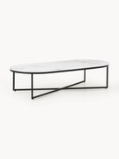 Mesa de centro oval com tampo de vidro com aspeto de mármore Antigua