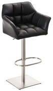Banco de bar Damaso em couro sintético e estrutura prateada 64 x 88-113 x 45 cm Preto