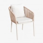 Cadeira De Jantar Com Braços Em Corda Trançada Arhiza Classic Nude Beige - Sklum