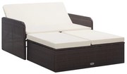 vidaXL 2 pcs conjunto lounge jardim c/ almofadões vime PE castanho