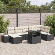 vidaXL Conjunto de Sofás de Jardim de 8 Peças com Almofadas Pretas em Rattan Sintético