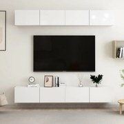 Móveis de TV 4 pcs 100x30x30 cm contraplacado branco brilhante