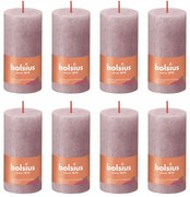 Bolsius Velas rústicas cilíndricas Shine 8 pcs 100x50 mm rosa cinza