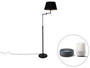 LED Candeeiro de pé inteligente preto com abajur preto incl. Wifi A60 - Ladas Deluxe Moderno