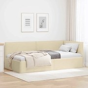 vidaXL Estrutura de Cama de Canto Creme 80 x 200 cm Veludo