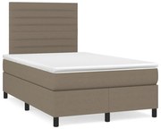 Cama box spring colchão/LED 120x190cm tecido cinza-acastanhado