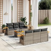 vidaXL 7 pcs conjunto sofás p/ jardim c/ almofadões vime PE cinzento