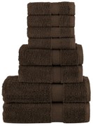 vidaXL 8pcs Conjunto toalhas banho premium SOLUND 600 gsm castanho
