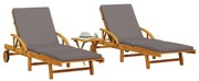vidaXL Espreguiçadeiras 2 pcs com mesa madeira de acácia maciça