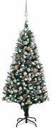 vidaXL Árvore Natal artificial com LEDs e bolas e pinhas 150 cm