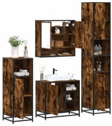 vidaXL 4pcs conjunto de móveis WC derivados de madeira carvalho fumado