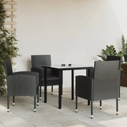vidaXL 5 pcs conjunto de jantar para jardim vime PE e aço preto