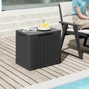 Caixa de armazenamento exterior de 96 L com tampa com fechadura e textura de rattan tecido  56 x 41 x 50,5 cm preto