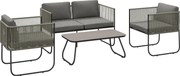 Outsunny Conjunto de Móveis para Jardim em Polyrattan Lounge com Sofá Poltrona Mesa Almofadas À Prova de Intempéries 116 x 60 x 69 cm Marrom+Cinza escuro | Aosom Portugal
