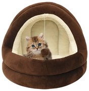 Cama para gatos 50x50x45 cm castanho e creme