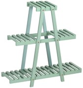 Outsunny Suporte de Madeira para Plantas de 3 Níveis Prateleira Decorativa de Plantas para Interior Exterior 46x26x76cm Verde