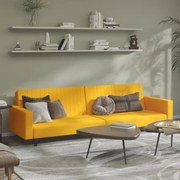 Sofá-cama de 2 lugares veludo amarelo