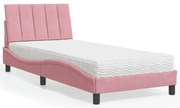vidaXL Cama com colchão 80x200 cm veludo rosa