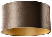 Abajur de Veludo Castanho com Interior Dourado 50/50/25