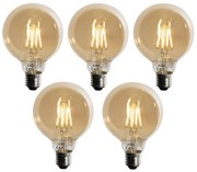 Conjunto de 5 Lâmpada LED dimerizável em 3 passos E27 dourado G95 4W 450lm 2700K