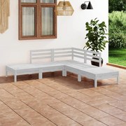 5 pcs conjunto lounge de jardim pinho maciço branco