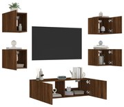 vidaXL 5 pcs móveis de parede para TV com luzes LED carvalho castanho