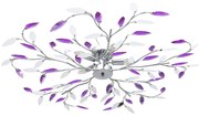 vidaXL Candeeiro teto braços folhas de cristal acrílico 5 E14 roxo