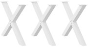 vidaXL Pés para mesa de jantar em formato de X, 3 peças, branco, 90x (72-73) cm, aço