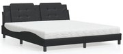vidaXL Cama com colchão 180x200 cm couro artificial preto