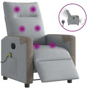 vidaXL Poltrona de massagens reclinável elétrica tecido cinzento-claro