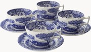 Chávenas de chá e pires Blue Italian, conjunto de 4