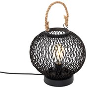 Candeeiro de mesa rural para exterior em rattan preto - Calamus Rústico