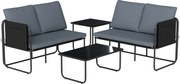 Outsunny Conjunto de Jardim de 4 peças Móveis de Exterior com 2 Sofás de 2 Lugares 2 Mesas de Vidro Almofadas Capas Removíveis Cinza | Aosom Portugal