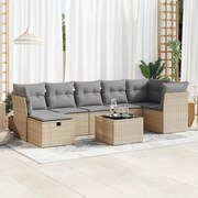 vidaXL 8 pcs conjunto de sofás p/ jardim com almofadões vime PE bege