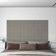 vidaXL Painel de parede 12 pcs 60x15 cm veludo 1,08 m² cinza-claro