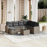 vidaXL 8 pcs conjunto sofás de jardim c/ almofadões vime PE cinzento