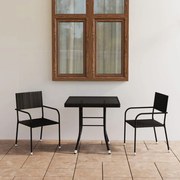 vidaXL 3 pcs conjunto de jantar para jardim vime PE preto
