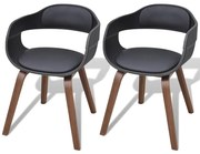 vidaXL Cadeiras jantar 2 pcs madeira curvada e couro artificial preto