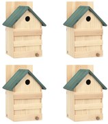 vidaXL Casas para pássaros 4 pcs 23x19x33 cm madeira de abeto